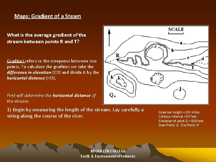 Maps: Gradient of a Steam What is the average gradient of the stream between