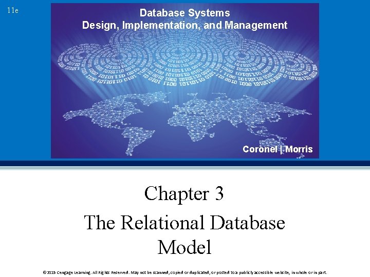 11 e Database Systems Design, Implementation, and Management Coronel | Morris Chapter 3 The