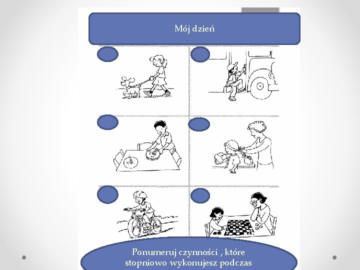 Mój dzień Ponumeruj czynności , które stopniowo wykonujesz podczas 