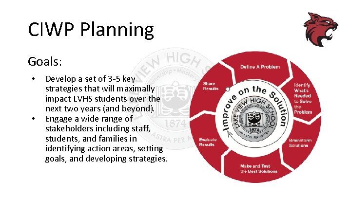 CIWP Planning Goals: • • Develop a set of 3 -5 key strategies that