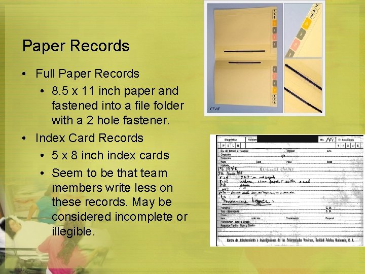 Paper Records • Full Paper Records • 8. 5 x 11 inch paper and