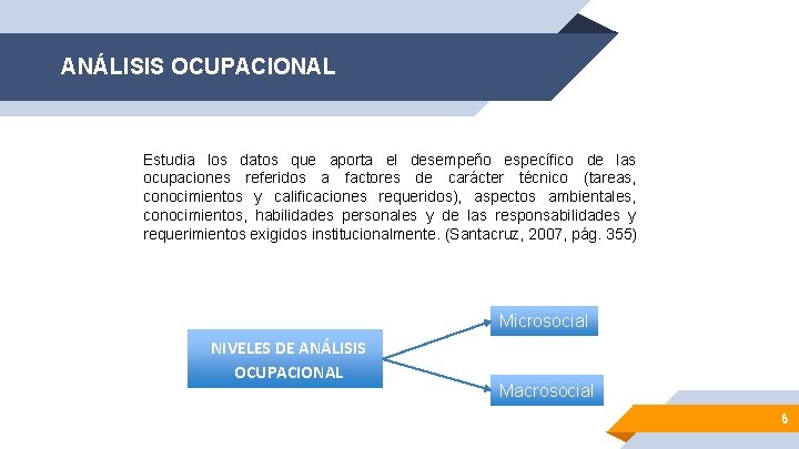 ANÁLISIS OCUPACIONAL Estudia los datos que aporta el desempeño específico de las ocupaciones referidos