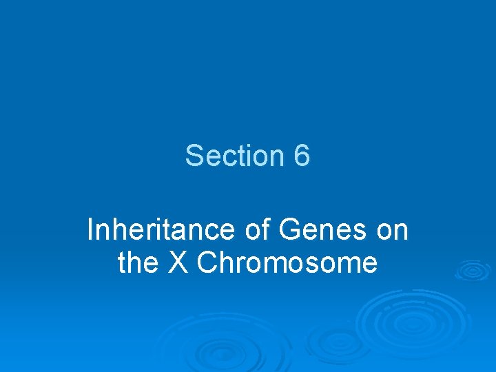 Section 6 Inheritance of Genes on the X Chromosome 