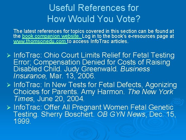 Useful References for How Would You Vote? The latest references for topics covered in