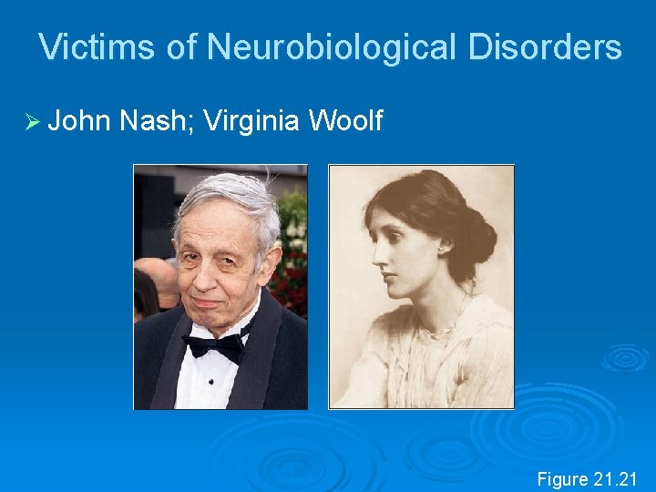 Victims of Neurobiological Disorders Ø John Nash; Virginia Woolf Figure 21. 21 