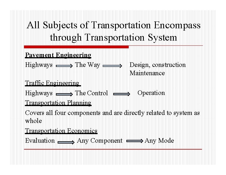 All Subjects of Transportation Encompass through Transportation System Pavement Engineering Highways The Way Design,