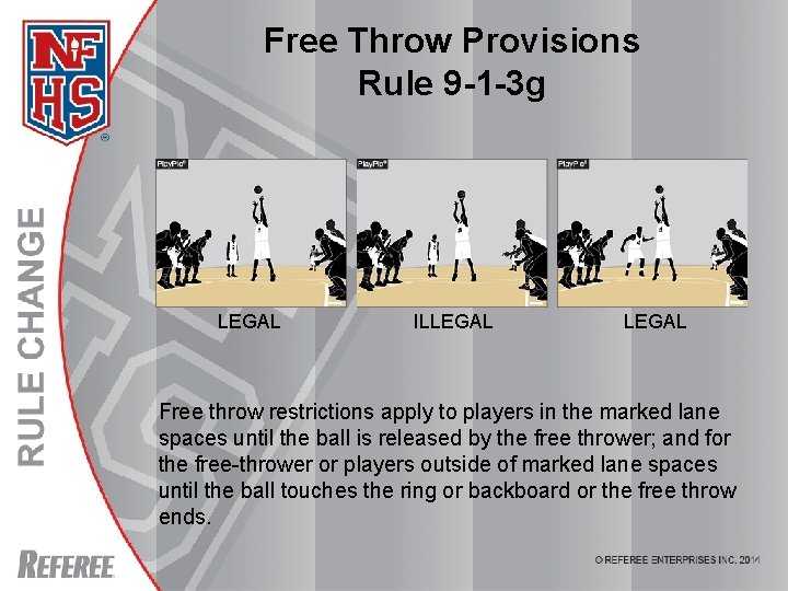 Free Throw Provisions Rule 9 -1 -3 g LEGAL ILLEGAL Free throw restrictions apply