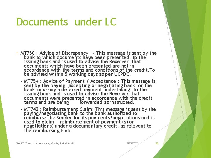 Documents under LC - MT 750 : Advice of Discrepancy - This message is