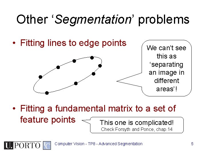 Other ‘Segmentation’ problems • Fitting lines to edge points We can’t see this as Other ‘Segmentation’ problems • Fitting lines to edge points We can’t see this as