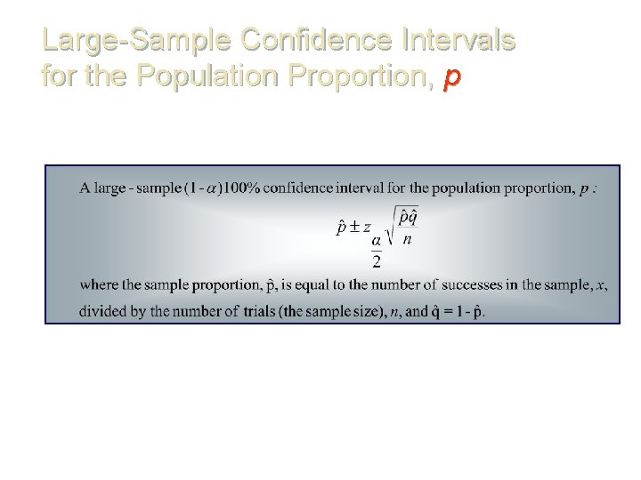 Large-Sample Confidence Intervals for the Population Proportion, p 