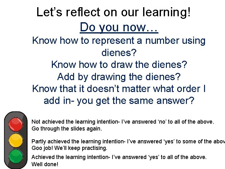 Let’s reflect on our learning! Do you now… Know how to represent a number