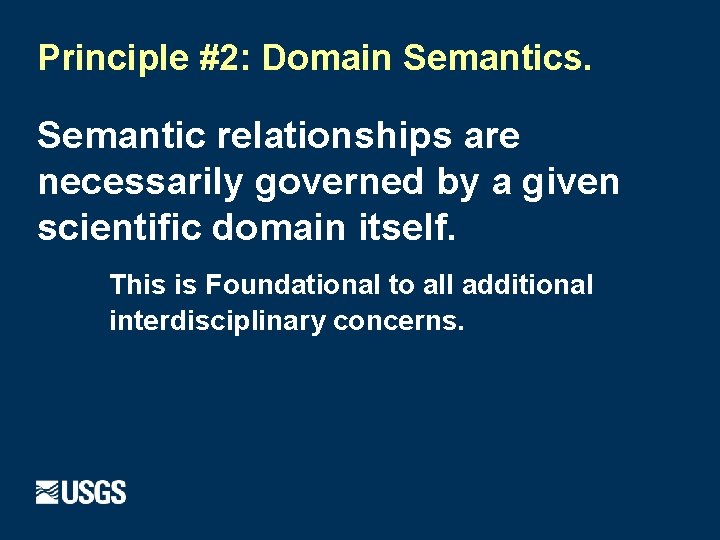 Principle #2: Domain Semantics. Semantic relationships are necessarily governed by a given scientific domain