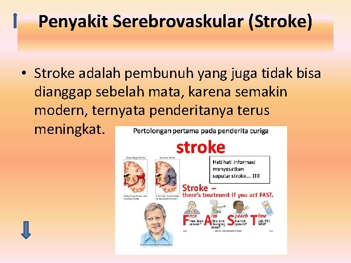Penyakit Serebrovaskular (Stroke) • Stroke adalah pembunuh yang juga tidak bisa dianggap sebelah mata,