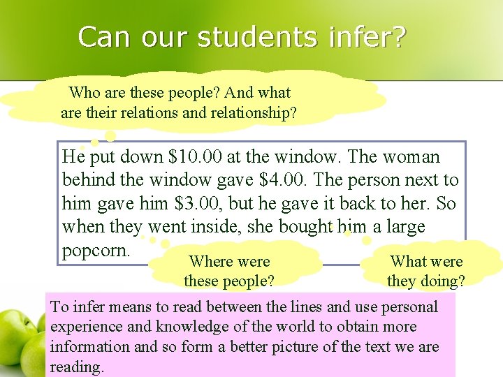 Can our students infer? Who are these people? And what are their relations and