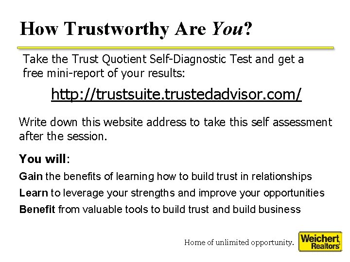 How Trustworthy Are You? Take the Trust Quotient Self-Diagnostic Test and get a free How Trustworthy Are You? Take the Trust Quotient Self-Diagnostic Test and get a free