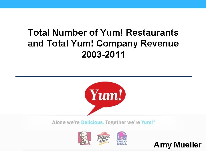 Total Number of Yum! Restaurants and Total Yum! Company Revenue 2003 -2011 Amy Mueller