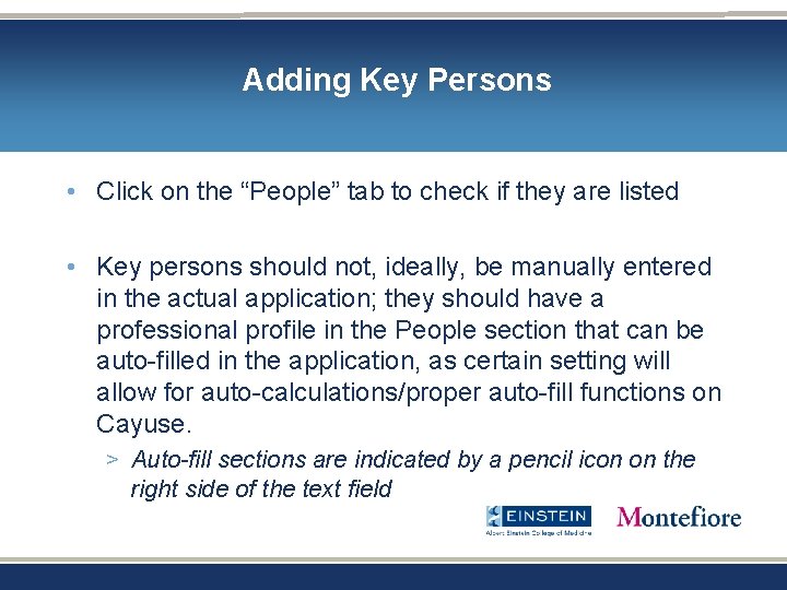 Adding Key Persons • Click on the “People” tab to check if they Adding Key Persons • Click on the “People” tab to check if they