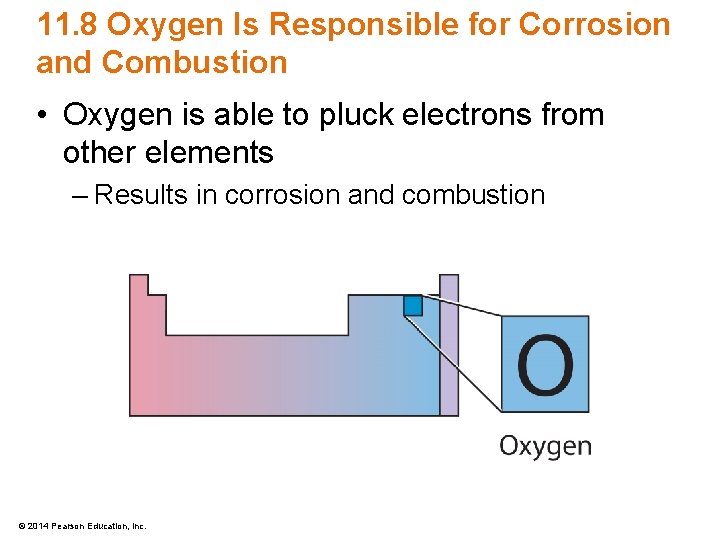 11. 8 Oxygen Is Responsible for Corrosion and Combustion • Oxygen is able to