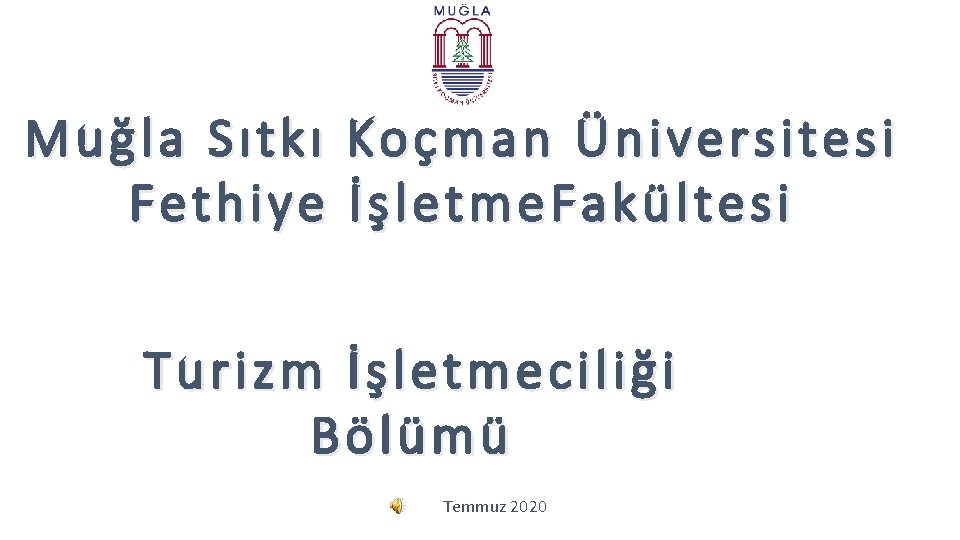 Muğla Sıtkı Fethiye Koçman Üniversitesi İşletme. Fakültesi Turizm İşletmeciliği Bölümü Temmuz 2020 