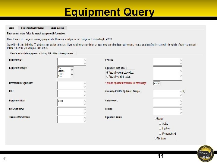 Equipment Query 11 11 