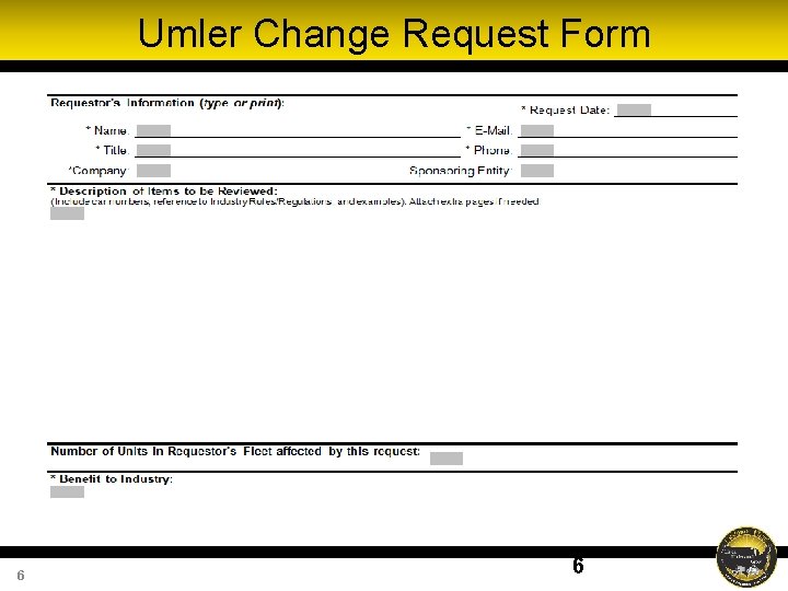 Umler Change Request Form 6 6 