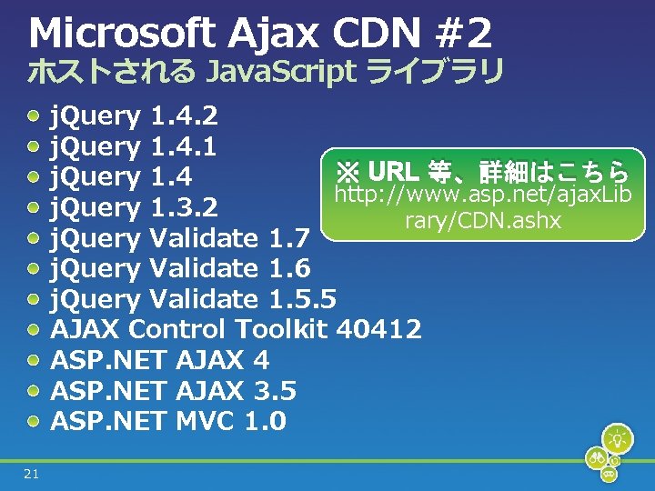 Microsoft Ajax CDN #2 ホストされる Java. Script ライブラリ j. Query 1. 4. 2 j.