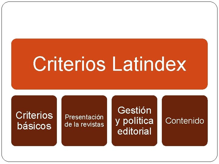 Criterios Latindex Criterios básicos Presentación de la revistas Gestión y política Contenido editorial 