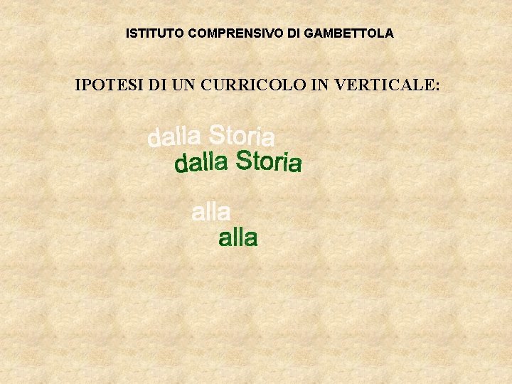 ISTITUTO COMPRENSIVO DI GAMBETTOLA IPOTESI DI UN CURRICOLO IN VERTICALE: 