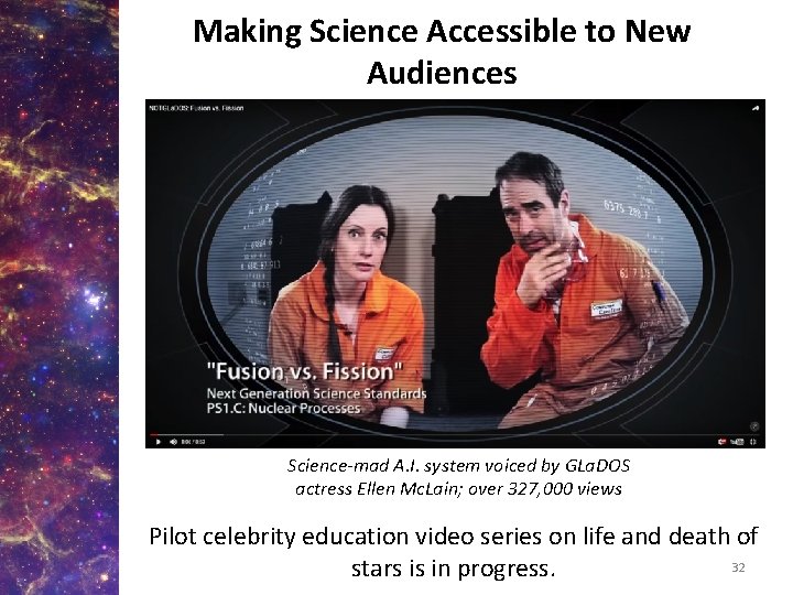 Making Science Accessible to New Audiences Migrating the View. Space Network Science-mad A. I.