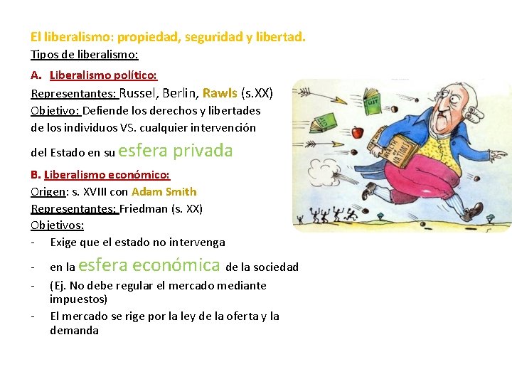 El liberalismo: propiedad, seguridad y libertad. Tipos de liberalismo: A. Liberalismo político: Representantes: Russel, El liberalismo: propiedad, seguridad y libertad. Tipos de liberalismo: A. Liberalismo político: Representantes: Russel,