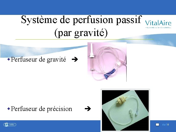 Système de perfusion passif (par gravité) w. Perfuseur de gravité w. Perfuseur de précision