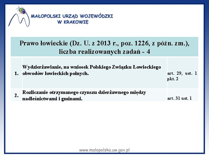 Prawo łowieckie (Dz. U. z 2013 r. , poz. 1226, z późn. zm. ),