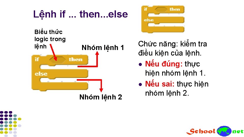 Lệnh if. . . then. . . else Biểu thức logic trong lệnh Nhóm