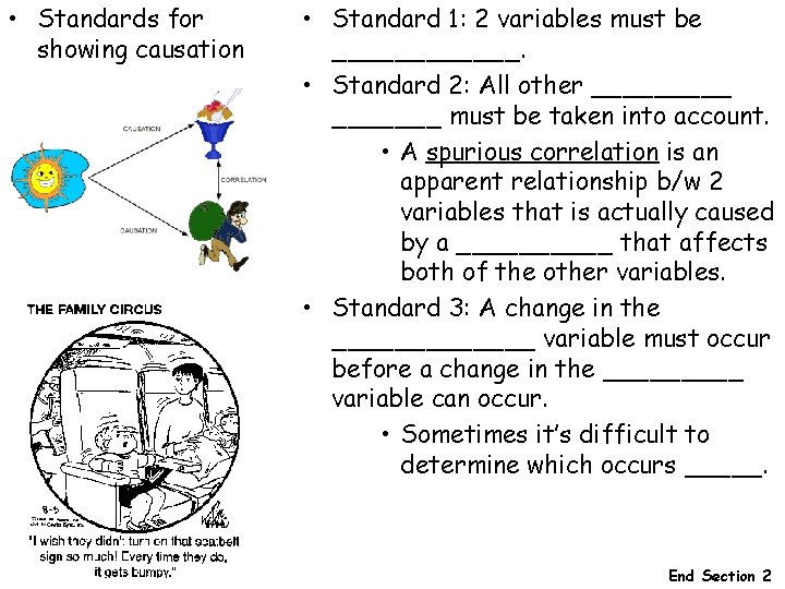  • Standards for showing causation • Standard 1: 2 variables must be ______.