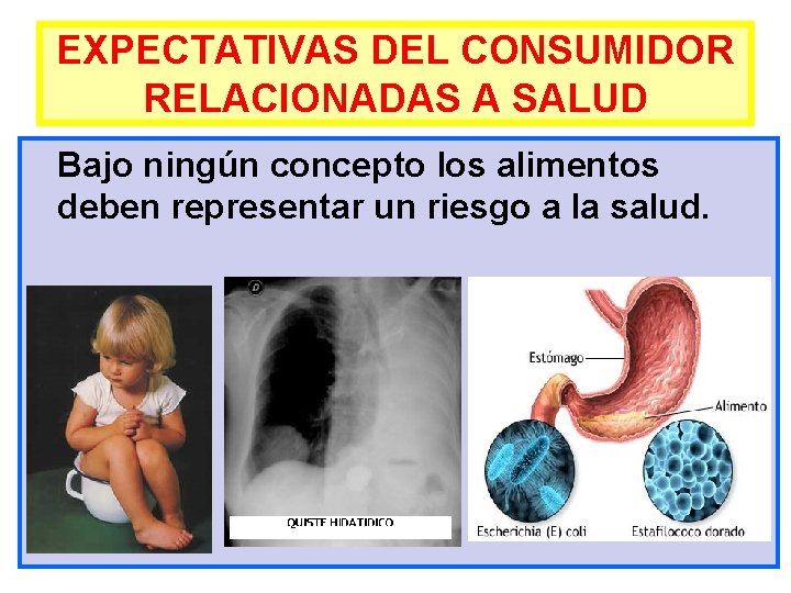 EXPECTATIVAS DEL CONSUMIDOR RELACIONADAS A SALUD Bajo ningún concepto los alimentos deben representar un