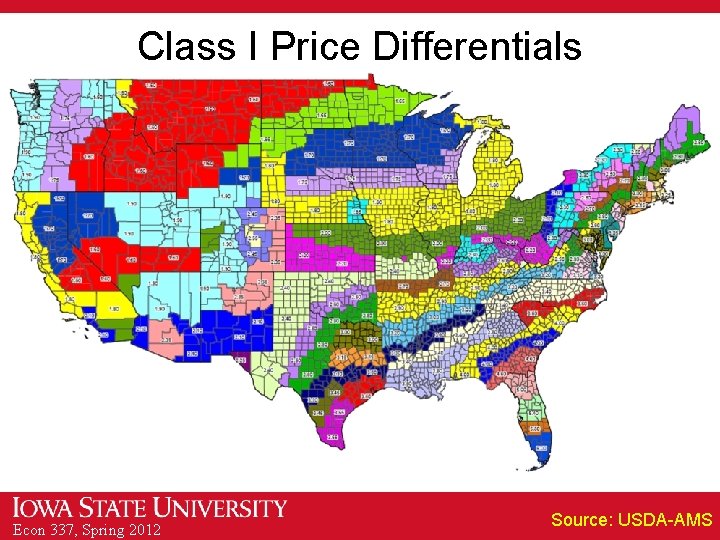 Class I Price Differentials Econ 337, Spring 2012 Source: USDA-AMS 