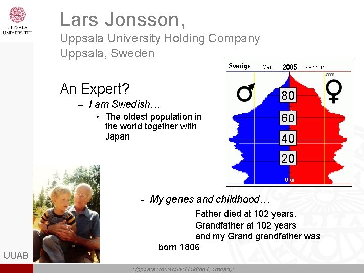 Lars Jonsson, Uppsala University Holding Company Uppsala, Sweden An Expert? – I am Swedish…
