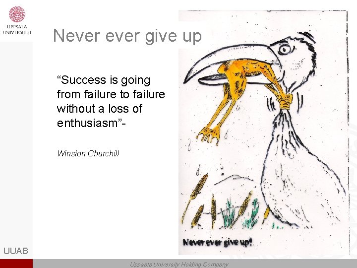 Never give up “Success is going from failure to failure without a loss of