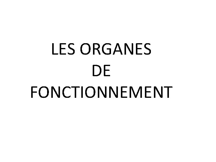 LES ORGANES DE FONCTIONNEMENT 