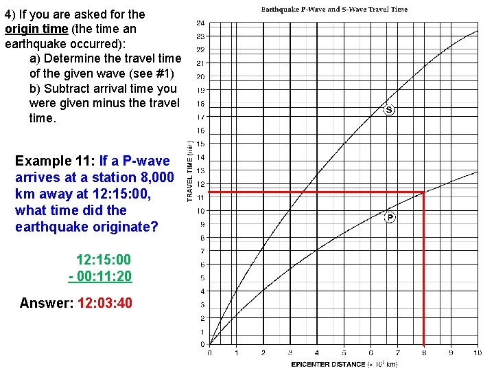 4) If you are asked for the origin time (the time an earthquake occurred):