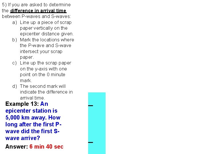 5) If you are asked to determine the difference in arrival time between P-waves