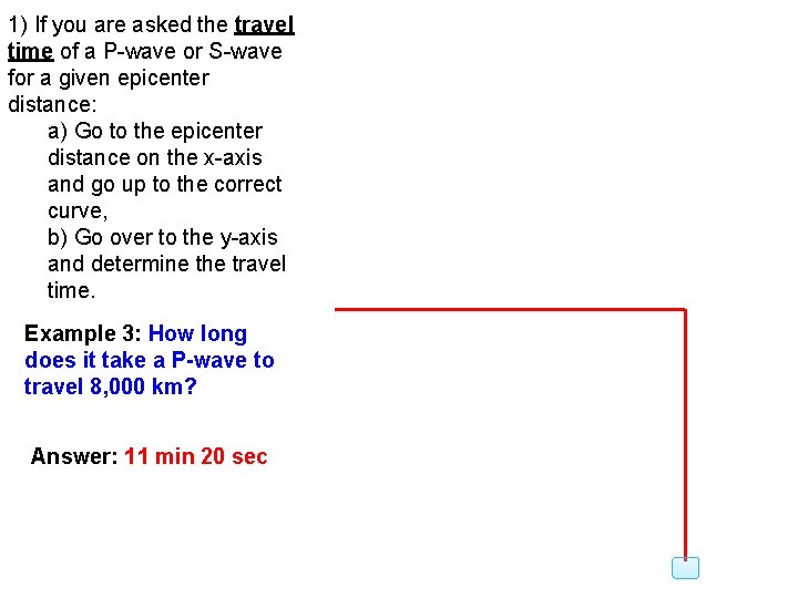 1) If you are asked the travel time of a P-wave or S-wave for