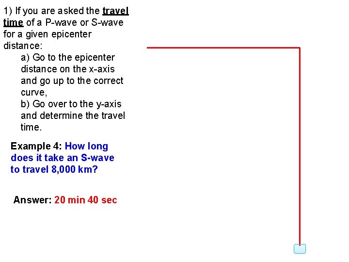 1) If you are asked the travel time of a P-wave or S-wave for