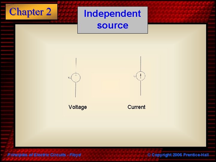 Chapter 2 Independent source Voltage Principles of Electric Circuits - Floyd Current © Copyright