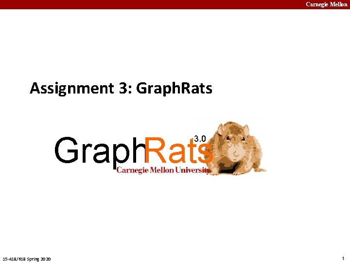 Carnegie Mellon Assignment 3: Graph. Rats 3. 0 15 -418/618 Spring 2020 1 