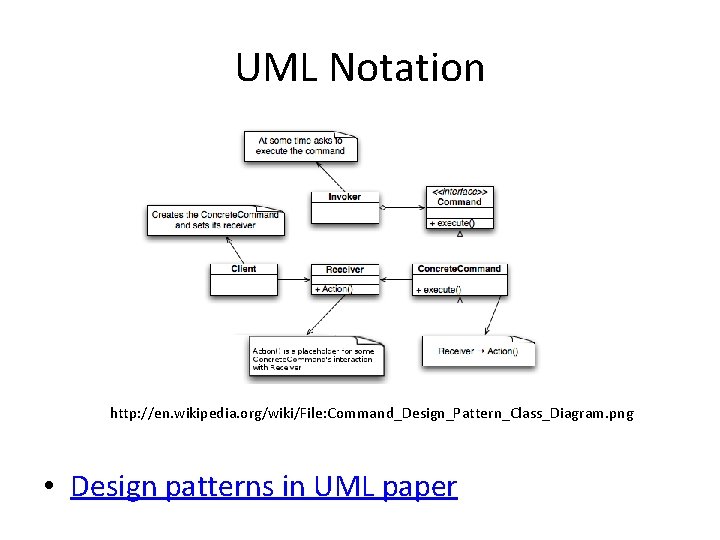 UML Notation http: //en. wikipedia. org/wiki/File: Command_Design_Pattern_Class_Diagram. png • Design patterns in UML paper