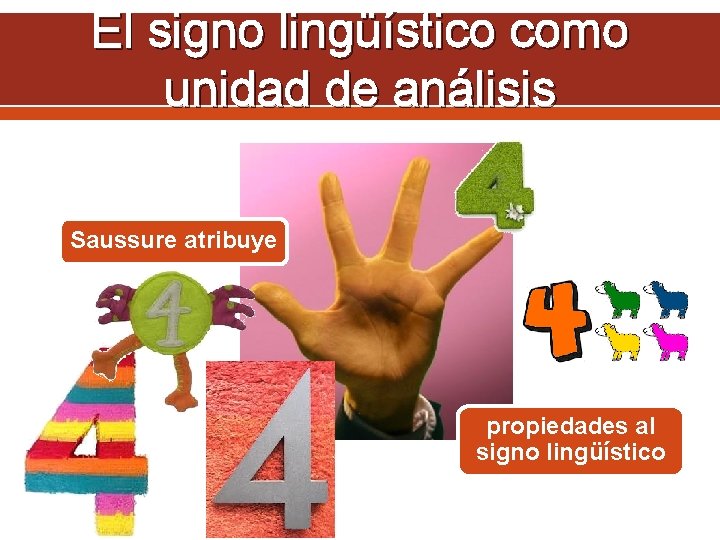 El signo lingüístico como unidad de análisis Saussure atribuye propiedades al signo lingüístico 