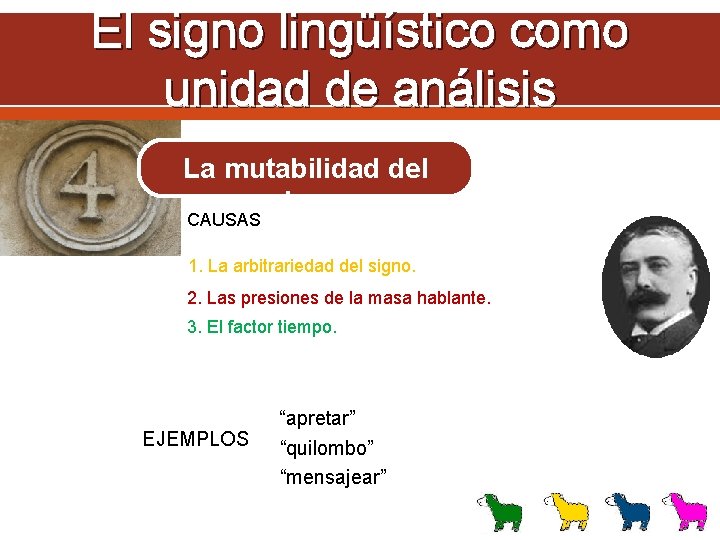 El signo lingüístico como unidad de análisis La mutabilidad del signo CAUSAS 1. La