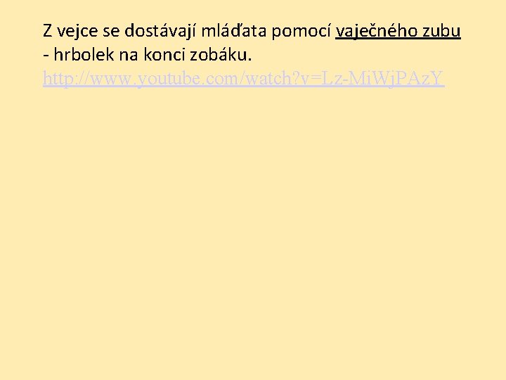 Z vejce se dostávají mláďata pomocí vaječného zubu - hrbolek na konci zobáku. http: