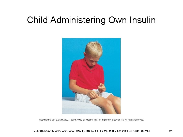 Child Administering Own Insulin Copyright © 2015, 2011, 2007, 2003, 1999 by Mosby, Inc.